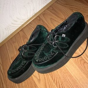 T.U.K forest green velvet creepers. Lightly worn!